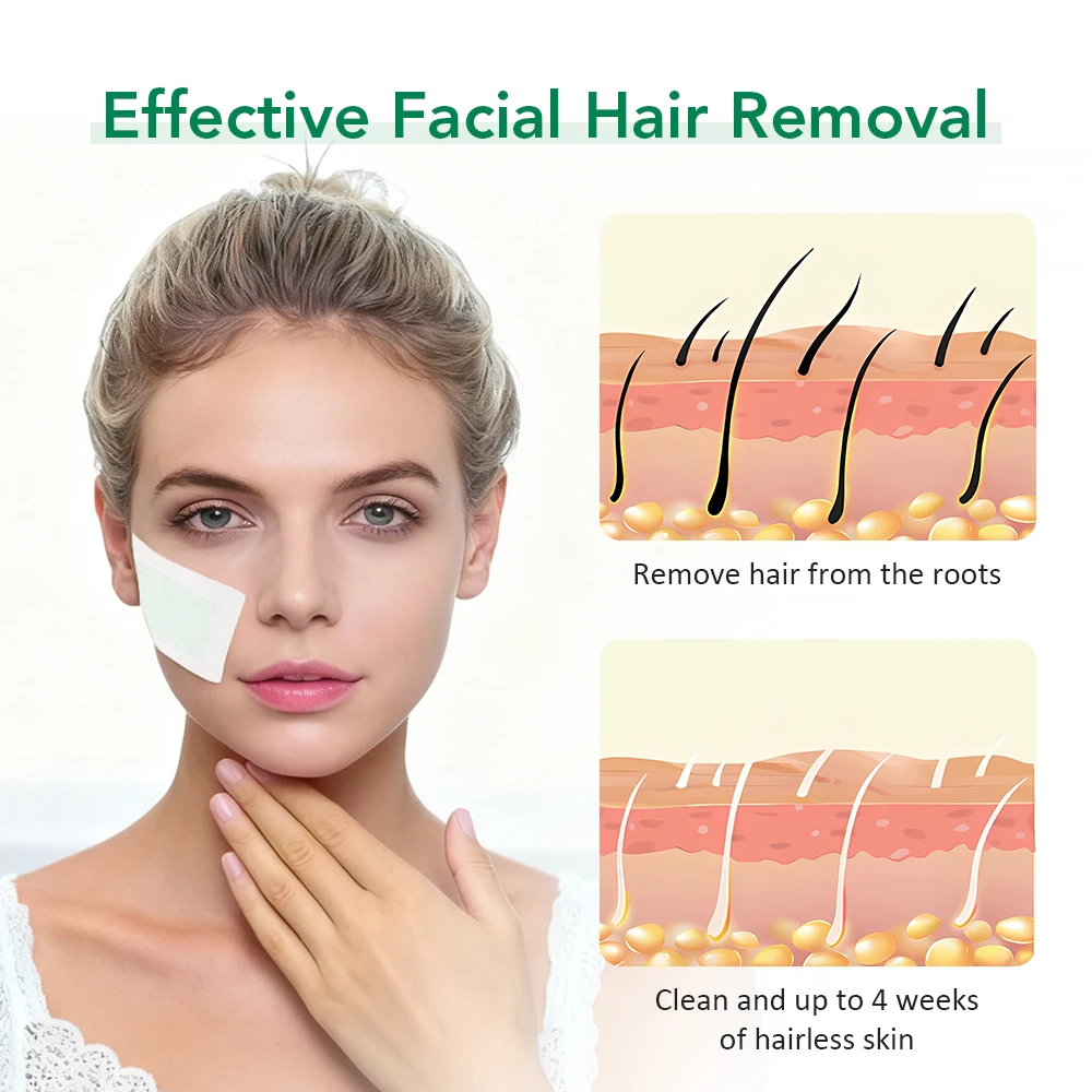30Pcs Facial Wax Strips Calming Oil Wipes Depilatory Wax Strips Hair Removal Wax Paper Face Eyebrow Upper Lip Chin Hair Remove
