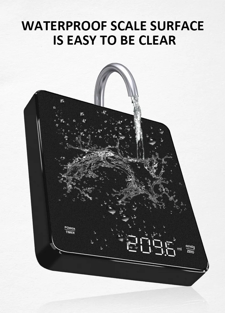 Enhanced Digital Kitchen and Coffee Scale with Timer & LED Backlight, High Precision