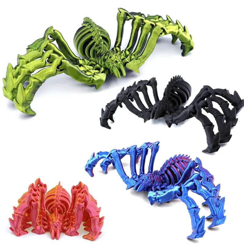 3D Printed Retractable Spider Movable Joint Fidget Toy Rotatable Articulated Office Desktop Ornament Adults Kid Toy Crafts Gift