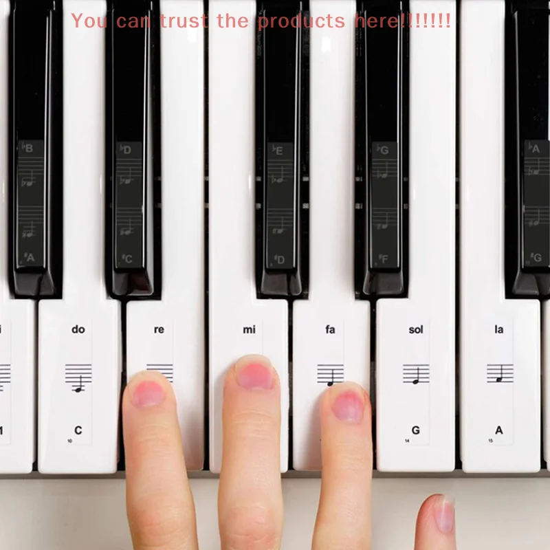54/61/88 PVC Sticker Piano Stave Electronic Keyboard Name Note Sticker Accessories Key Piano Stickers Transparent Keyboard