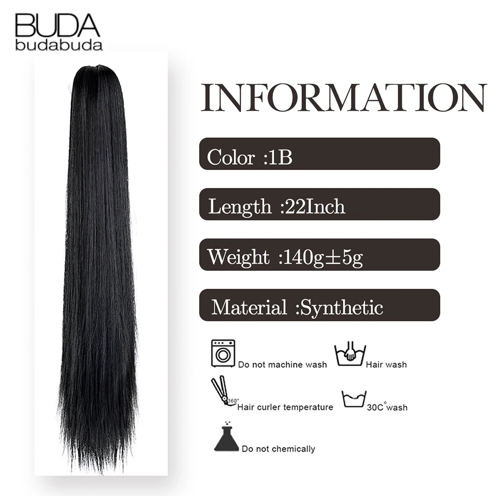 22Inch Synthetic Ponytail Hair Extension Long Straight Claw Clip Ponytail Heat Resistant Natural Wave For Women Blonde Hairpiece 2