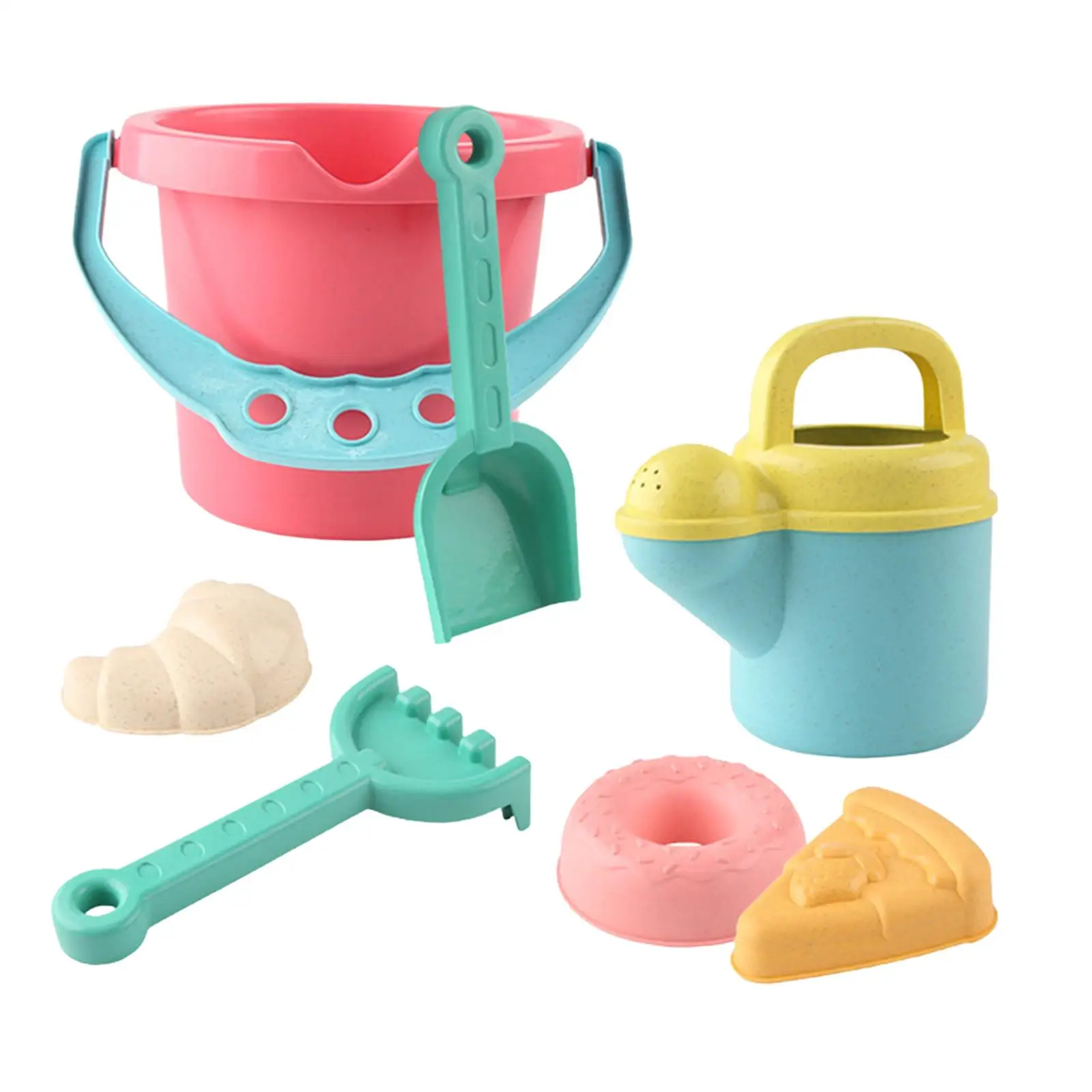 7x Sand Toys Beach Toy Sand Tools Watering Can and Beach Bucket for Party Picnic