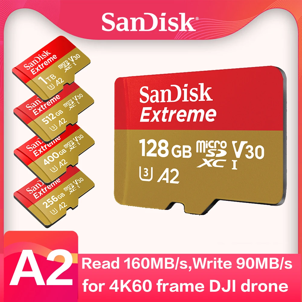 Carte Mémoire SanDisk Ultra A1 1 TO 64 GO 128 GO 256 GO 400 GO 512 GO SDXC  UHS-I Class10 120 M/s micro SD 16GB 32GB TF Carte carto memoria