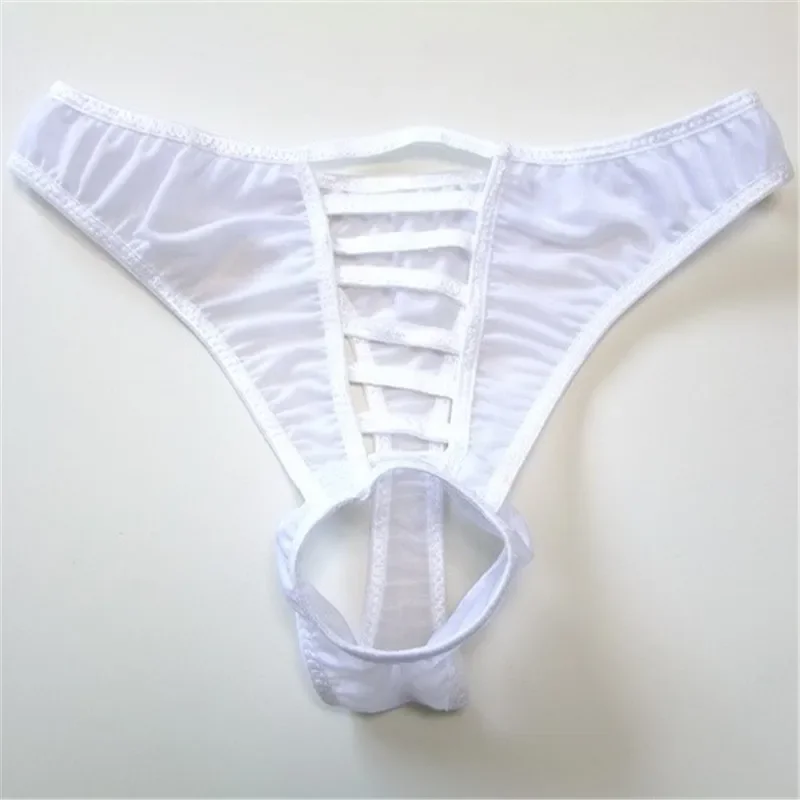 1PCS Crotch Open Underwear for Men Hollow Bandage Gay Sexy Underwear Erotic See Through Thong with Penis Hole