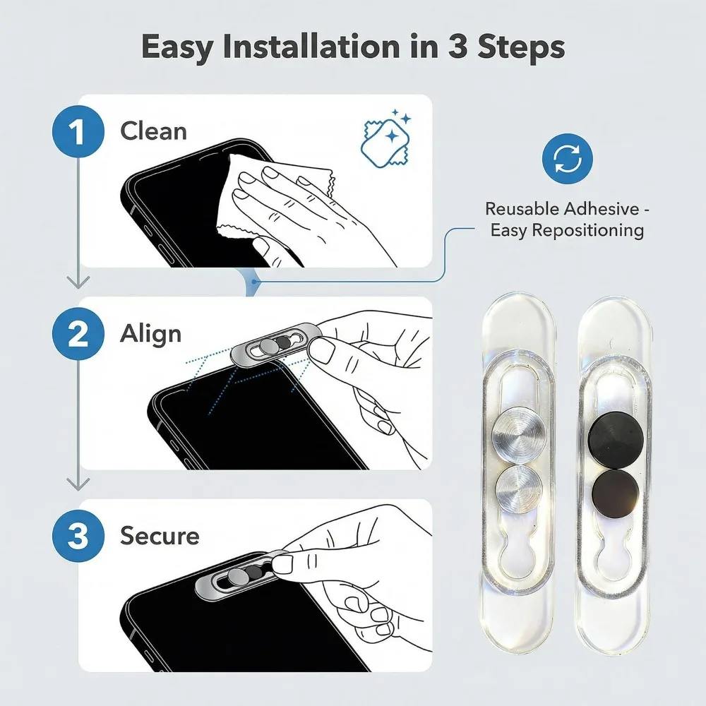 Privacy Protection Slide-Design Webcam Lens Cover - Anti-Hacker and Anti-Peep Shield