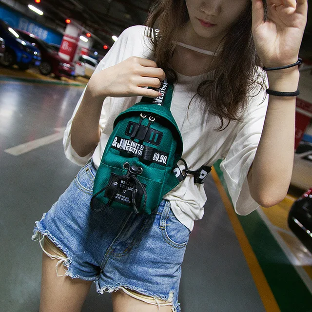 Hot sale sports summer new Harajuku shoulder messenger bag female small bag fashion Oxford mobile phone bag chest bag green