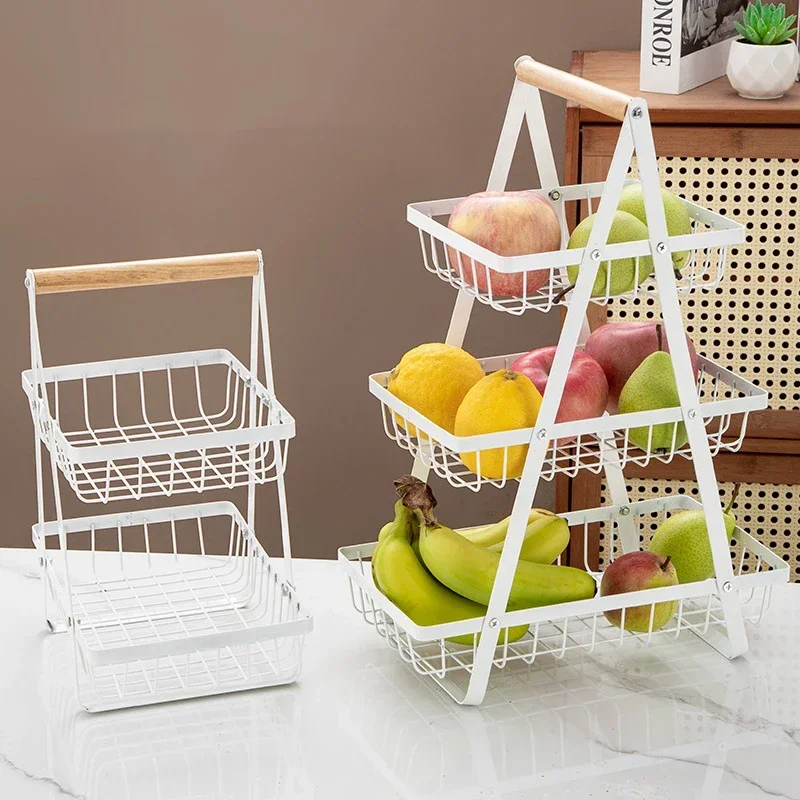 Three-tier Shelves Creative Two Layer Hollow Grids Fruit Baskets Home Livingroom Dried Fruit Snack Storage Rack Removable Holder