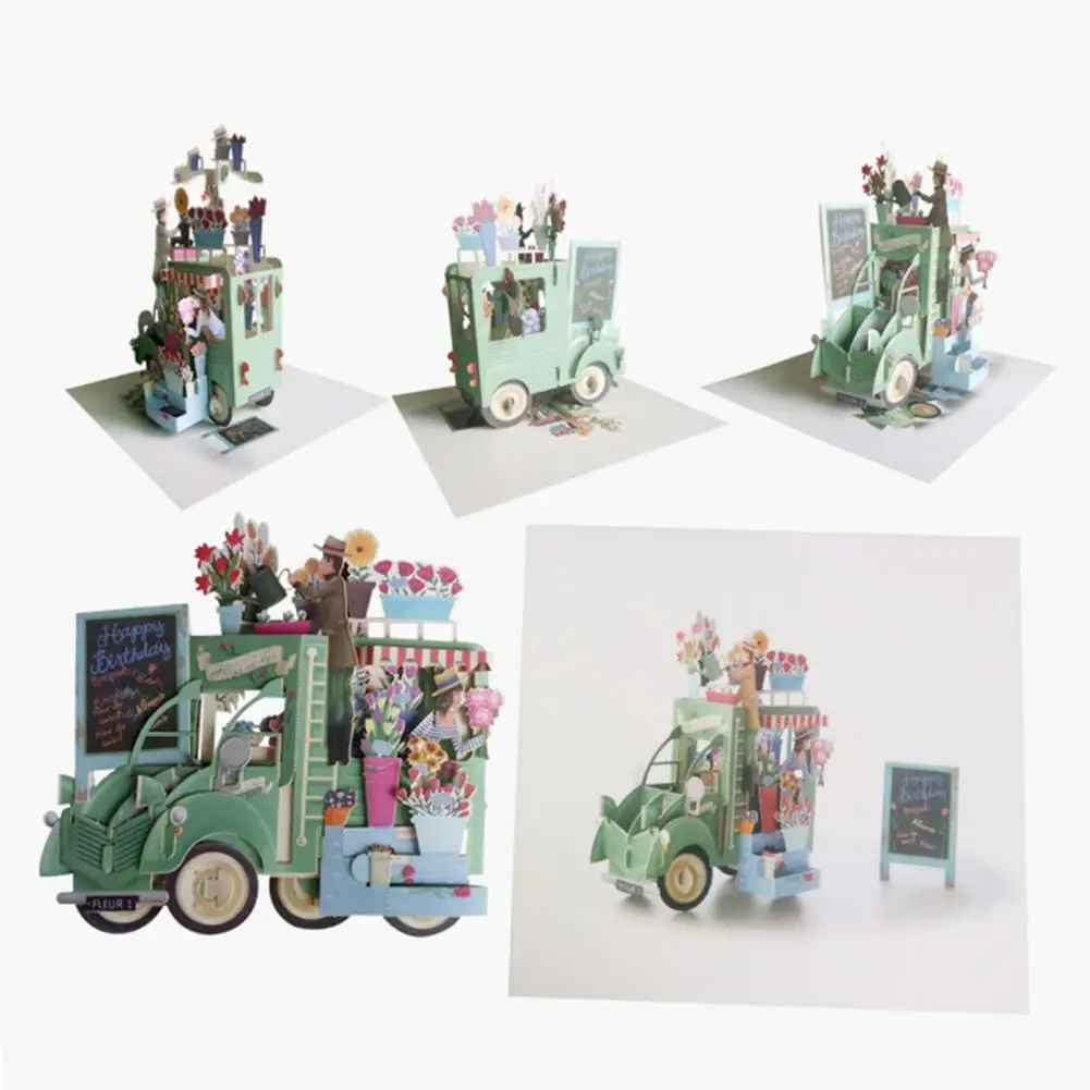 Attractive Pop-UP Card Easy to Install Art Paper Happy Birthday Card 3D Birthday Cake Pop-Up Greeting greeting cards