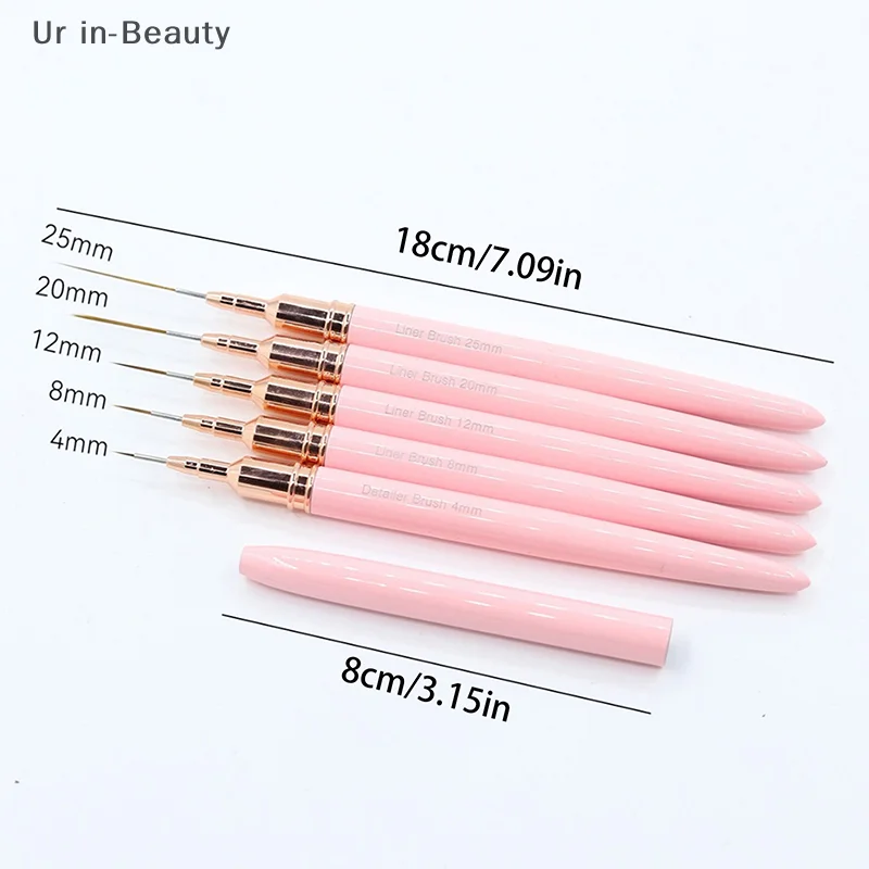 5pcs Nail Art Liner Brush Set UV Gel Nail Brushes Kits French Stripe Line Painting Drawing Flower Pen Professional Manicure Tool