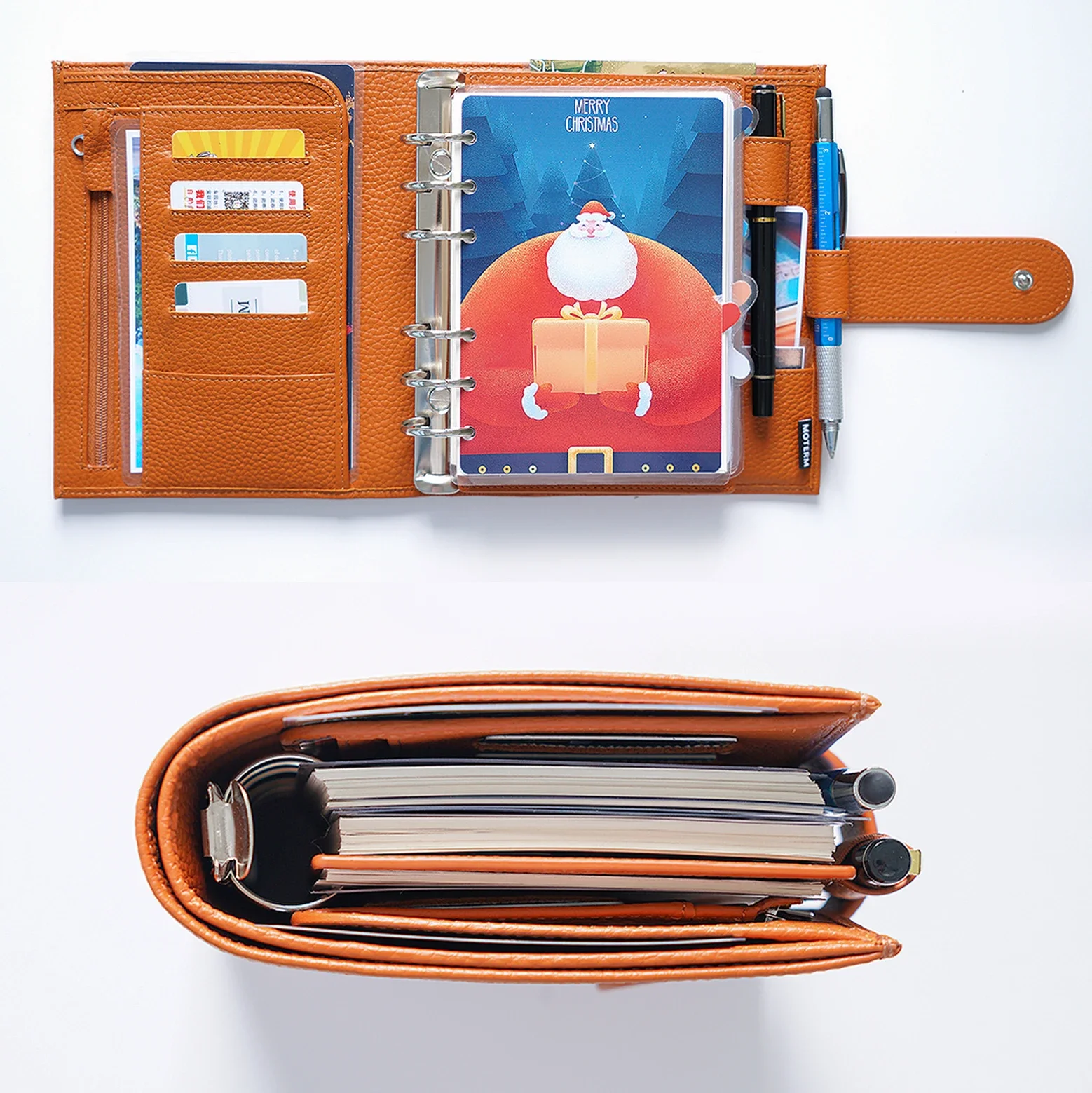 Moterm Luxe 2.0 A6 사이즈 링 플래너 30 MM 링 바인더  페블 그레인 가죽 노트 일기 일정 주최자