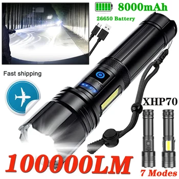 Rechargeable Super Bright Flashlight 7Modes High Lumens Tactical Flashlight Zoomable LED torch With COB Side Light and Display 1
