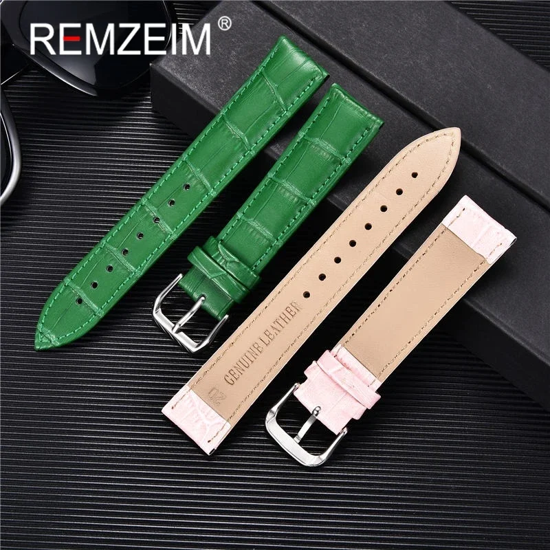 Genuine Leather Watchbands 14/16/18/20/22mm Watch Band Strap Steel