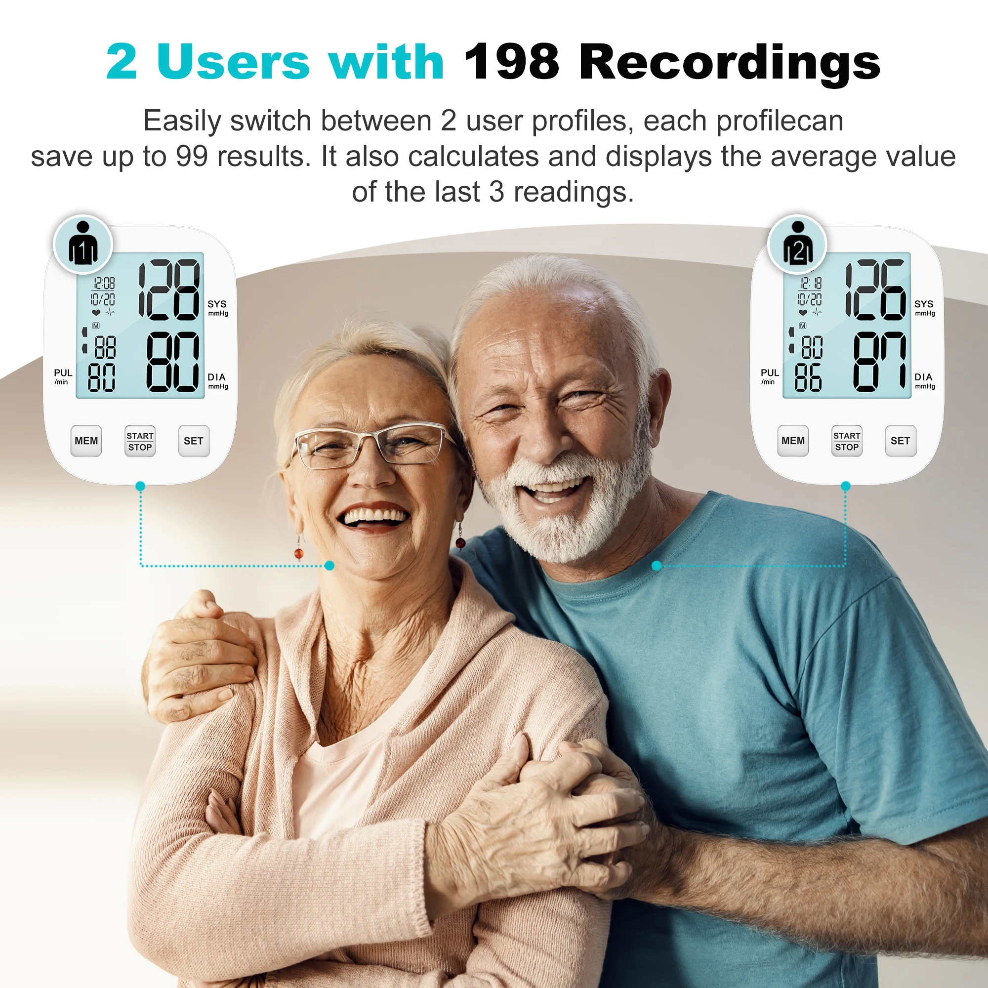 HealthTree Rechargeable Blood Pressure Monitor Sphygmomanometer Electronic BP Cuff LCD Screen Upper Arm Heart Beat blood pressure monitor blood pressure meter