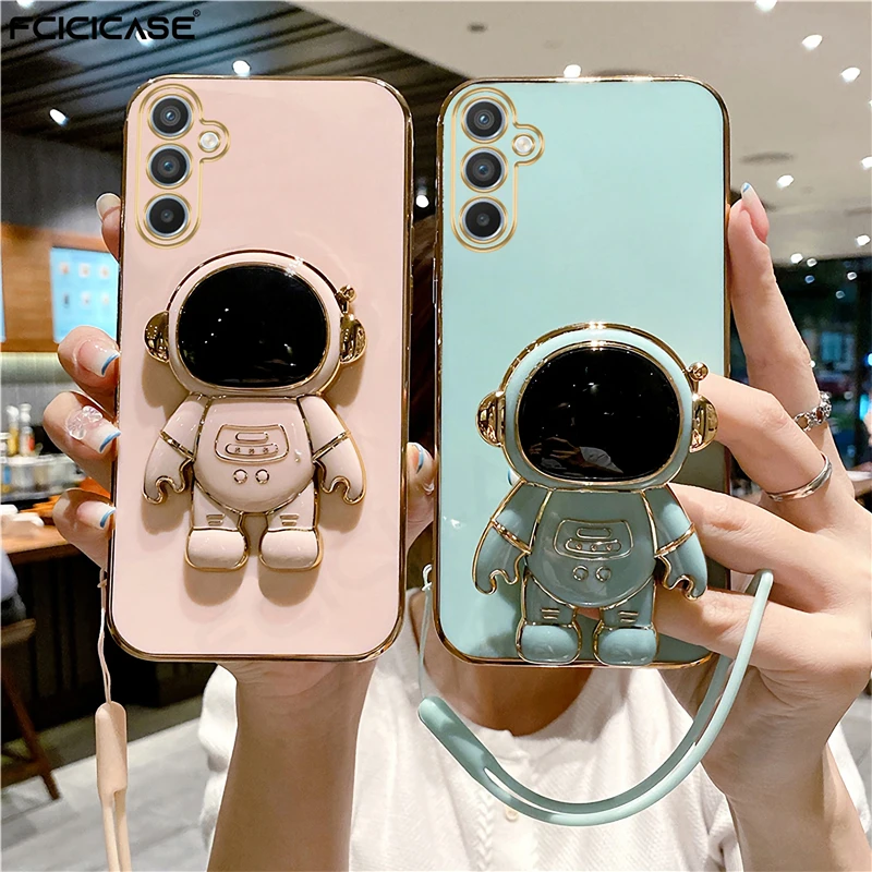 A34 24 54 14 Cordino Cassa di Placcatura Per Samsung Galaxy A54 A04 A14 A13 A12 A53 A73 A33 A22 A52 A72 astronauta Del Supporto Del Basamento Della Copertura_voghion.com