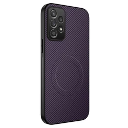 Premium Carbon Fiber Magnetic Wireless Charging Phone Case for Realme Note 70 4G (Purple)