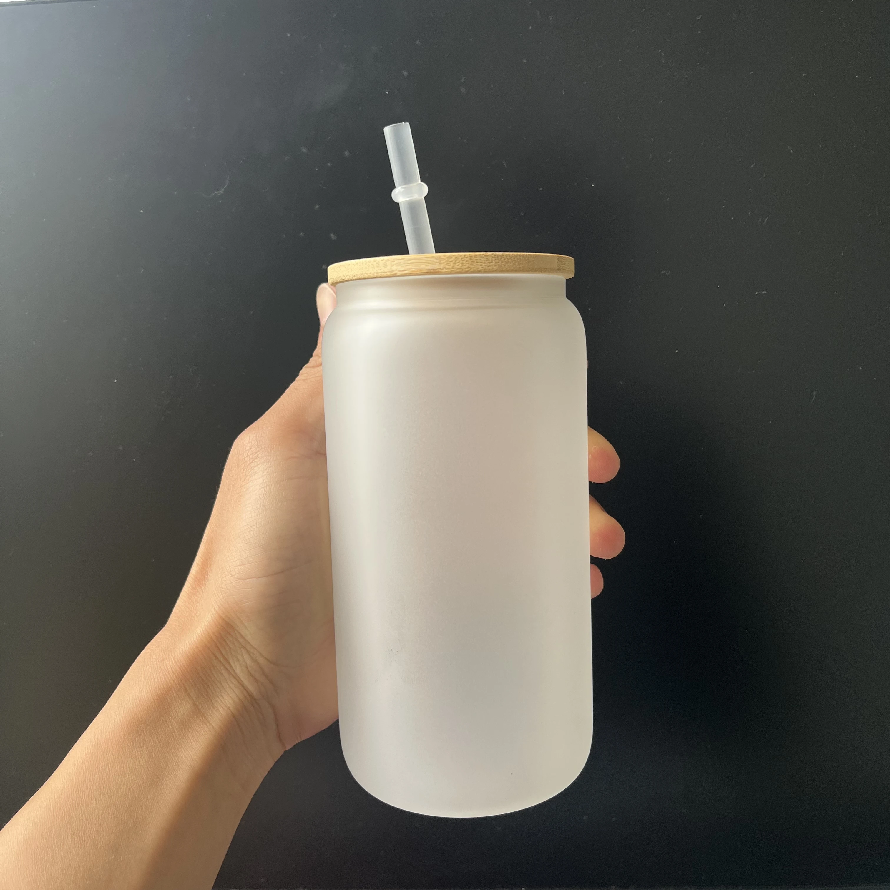 Frosted Sublimation Glass with Bamboo Lid Straw 12oz Beer Can Glass Cups  Colored Drinking Glasses for Coffee Juice Soda Whiskey - AliExpress