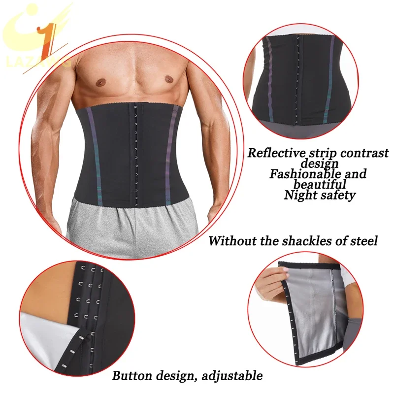 LAZAWG Mens Waist Trainer Body Shaper Corset Belly Cinchers Trimmer Sports Fitness Sauna Sweat Wrap Slimming Strap Fat Burner