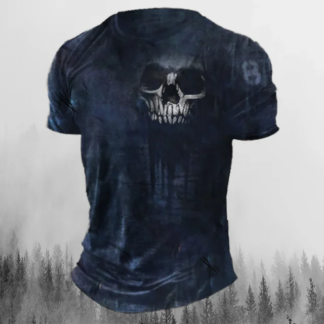 Skull Graphic Polyester T Shirt Mens Biker Gothic Grunge Skater Tee XXS-5XL