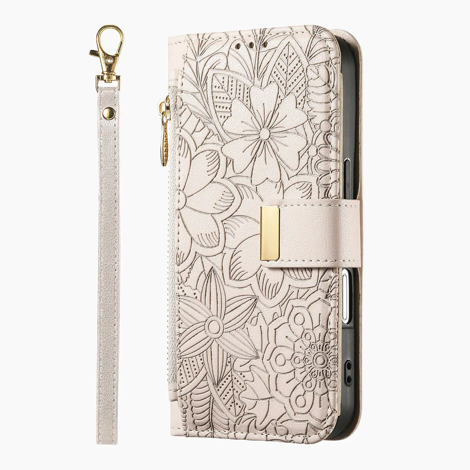 Luxurious Leather Crossbody Flip Wallet with Zipper and Card Slots
