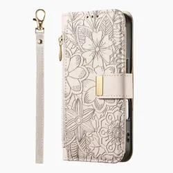 Stylish PU Leather Zipper Crossbody Flip Wallet Phone Case - Motorola Edge 70 (Gray Short Strap)