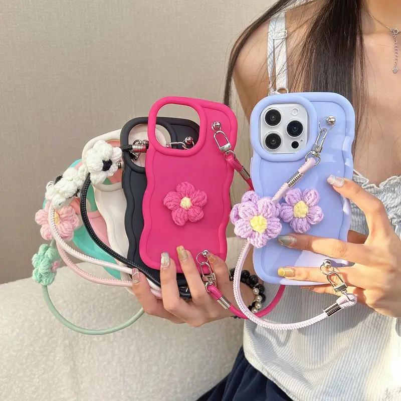 Floral Waves Furry Rope Candy Pattern Phone Case Cover