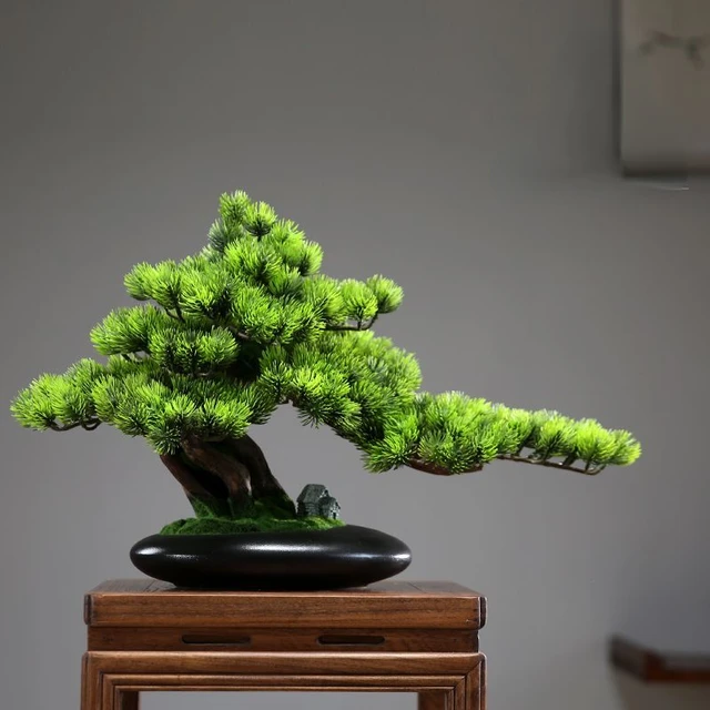 Pianta verde artificiale decorazione bonsai albero finto podocarpa pino  soggiorno club paesaggio decorazione d'interni artigianato - AliExpress