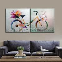 Mintura,Handpainted Modern Bicycle Oil Painting On Canvas,Abstract Pop Art Poster,Wall Picture,Living Room Decor,Home Decoration 2