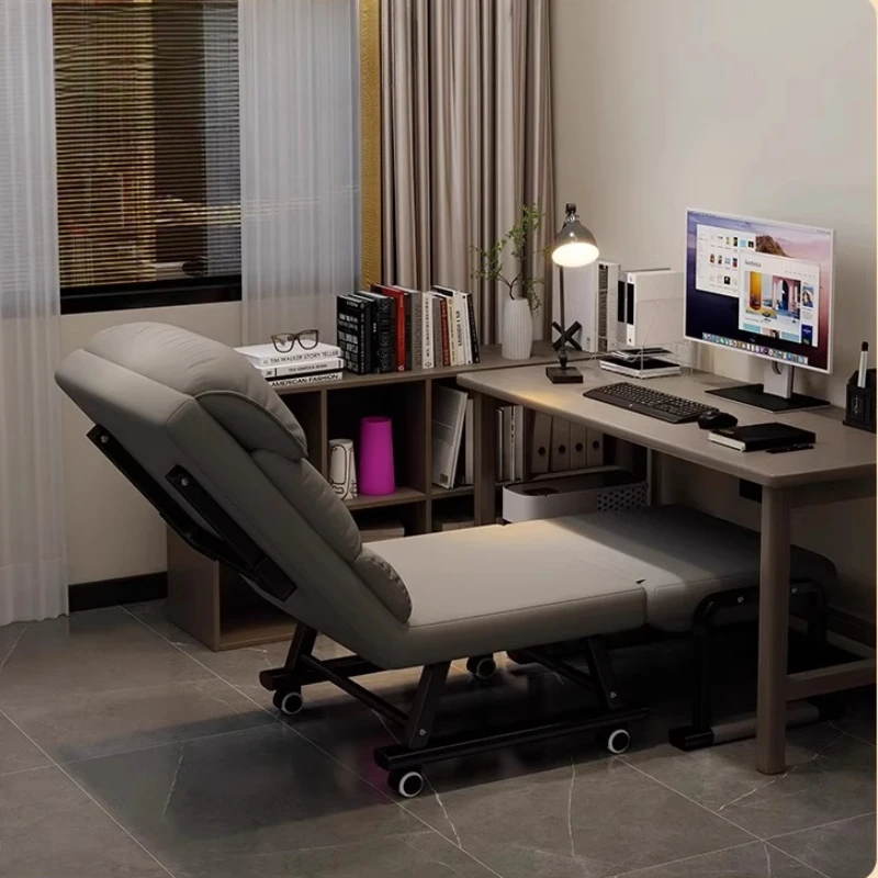 Poltrona reclinabile pieghevole Lettino multifunzionale per ufficio Poltrona ergonomica per divano da scrivania per computer con schienale regolabile Letto per pisolino - immagine 4