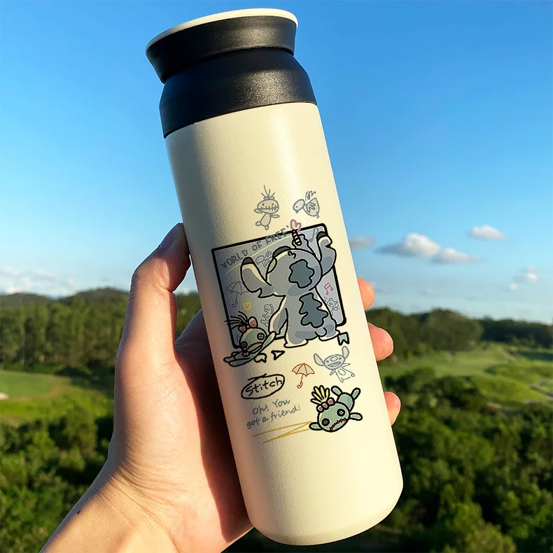 Disney-termo portátil de acero inoxidable 304 para parejas, botella de agua  con dibujos animados de Stitch, frasco de vacío lindo, taza de aislamiento,  regalo de 450ML - AliExpress