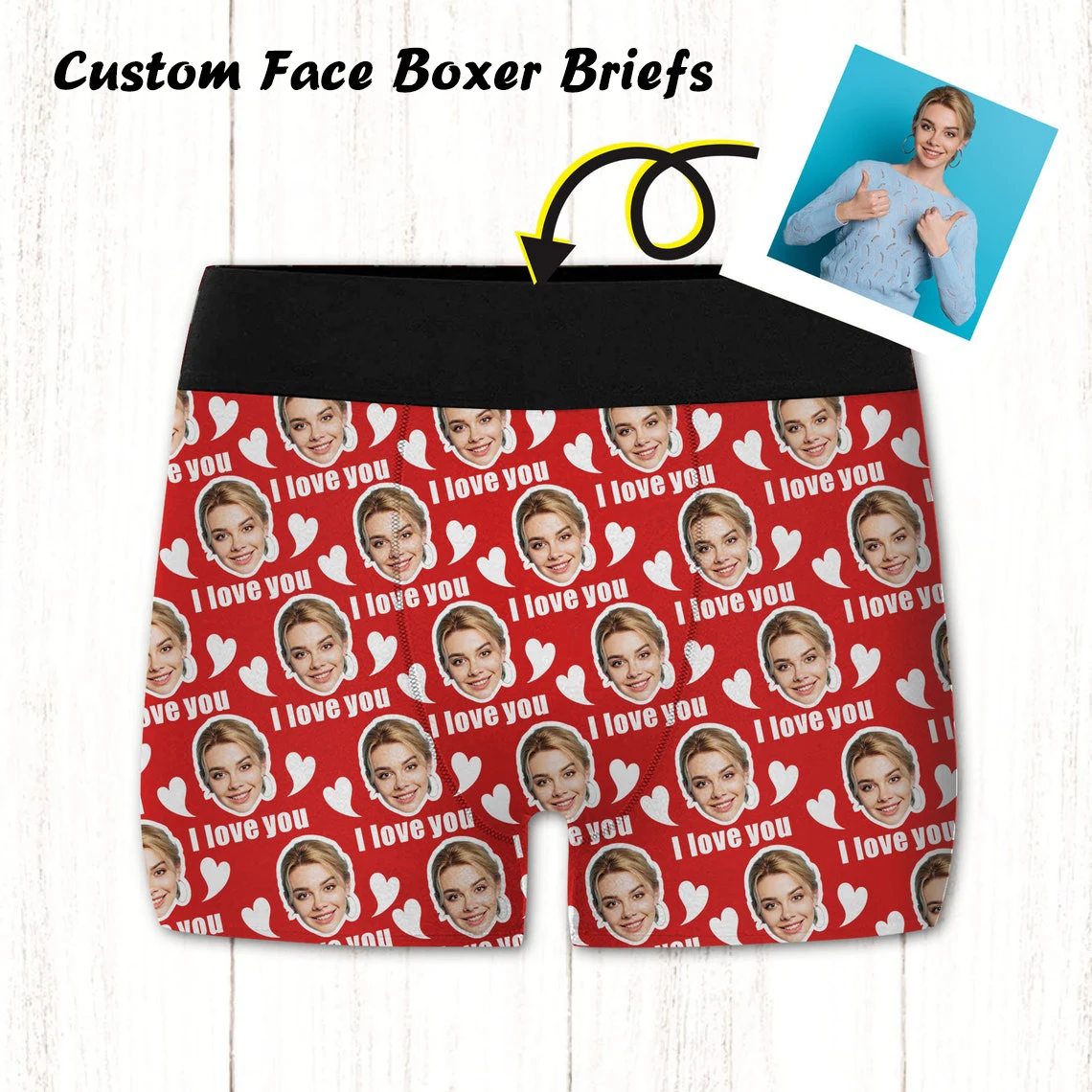 custom face boxer briefs Custom Face Photo Underwear Men's Boxer Briefs Personalized Panties With Text Love Ladies Sexy Fun Shorts Anniversary Gift