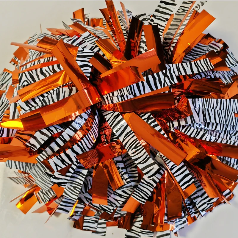Cheerleading Pom Pom, Metallic White, Rainbow Color, Color Size