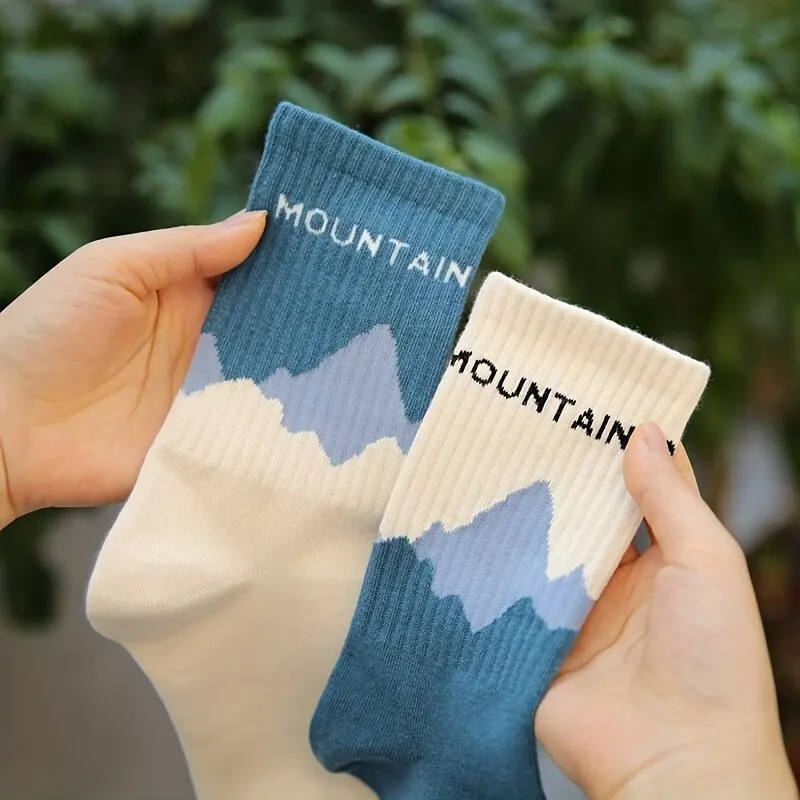 4pairs Unisex Graphic Socks, Comfortable Breathable Soft Crew Socks - Image 5
