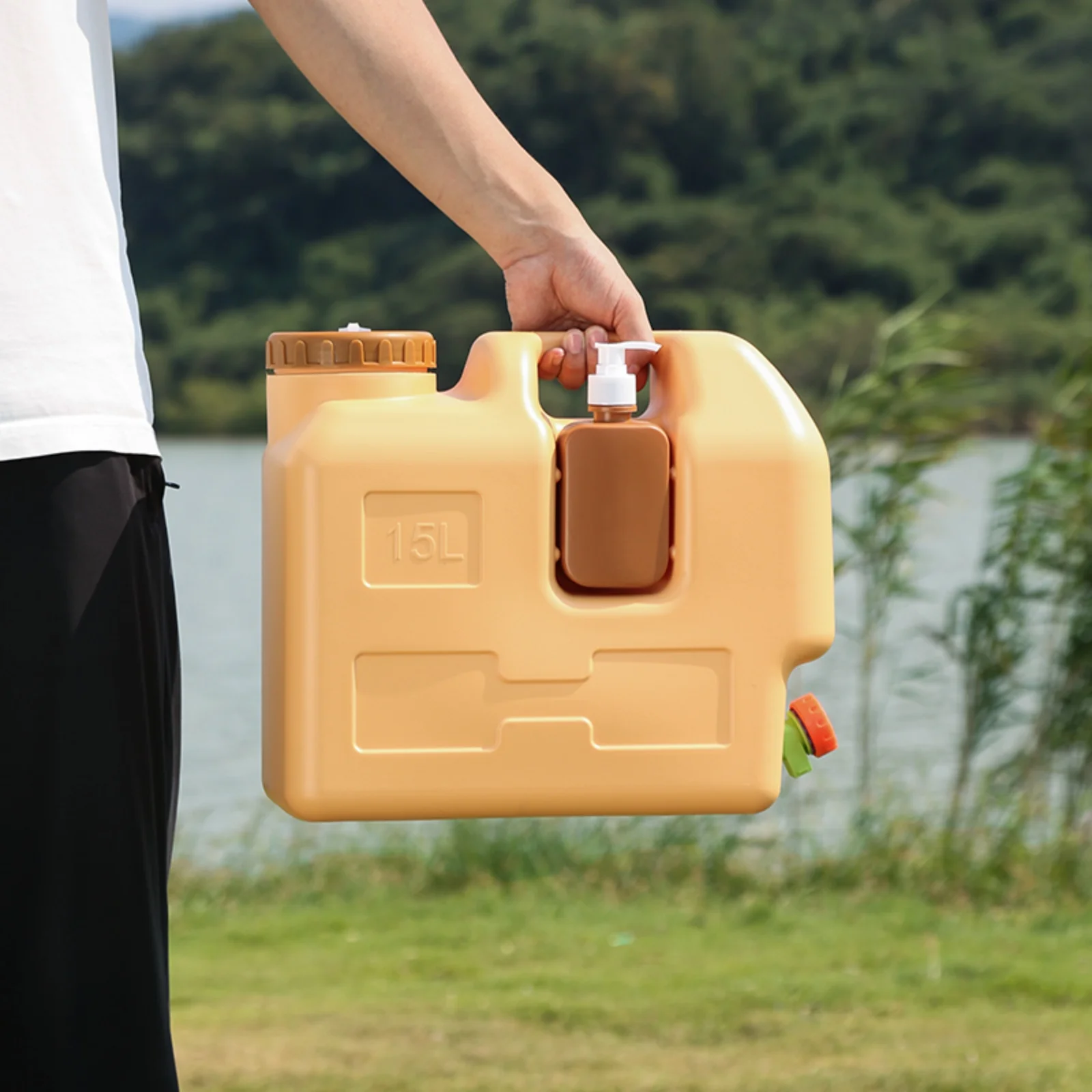 15L 물 저장 용기(수도꼭지 포함) 및 손 소독제 용기, 비상용 물통, 자동차 캠핑 및 음용을 위한 휴대용 물탱크