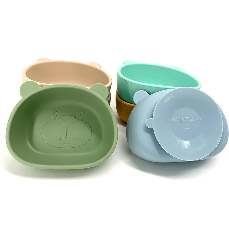 

Baby Gadgets Baby Plate with Suction Silicone Baby Feeding Bowl Tableware Solid Cute Cartoon Sucker Bowl baby dishes set