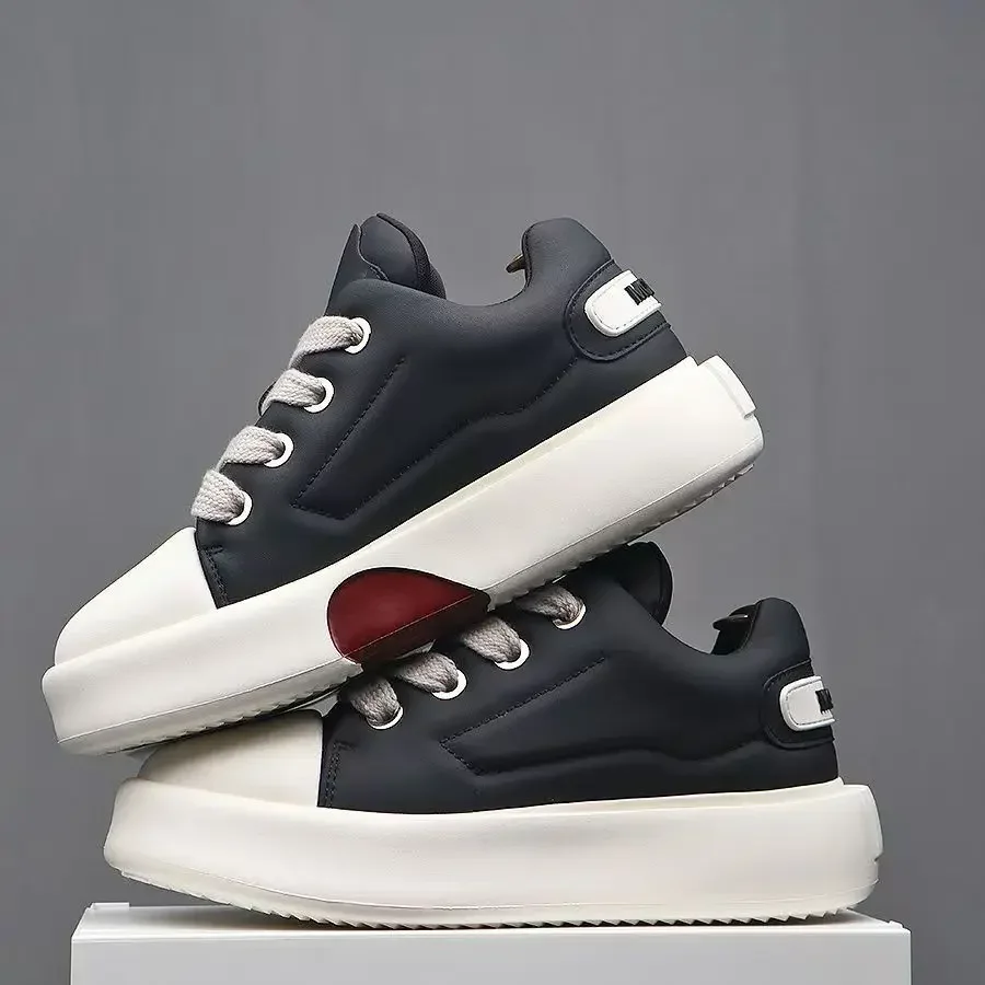 Sneakers Casual Mens Designer White Board Shoes Fashion Microfiber Leather Breathable Height Increased Flat Platform Sport Shoes 2