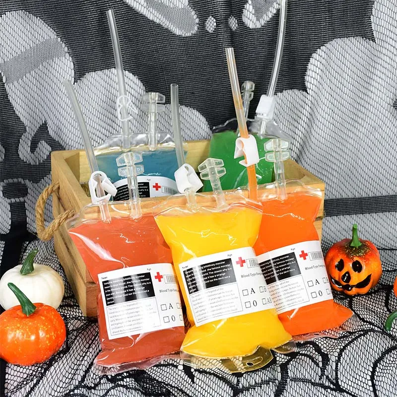 10 Sacchetti Di Sangue Per Halloween - Riutilizzabili In PVC - Con Clip, Etichette E Siringa - Decorazioni Horror Per Feste