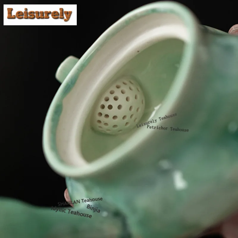 125ML Ice Flower Kiln Fambe Crystal Glaze Side Handle Teapot Boutique Tea Infuser Pot Tea Brewing Kettle With Ball Hole Tea Set
