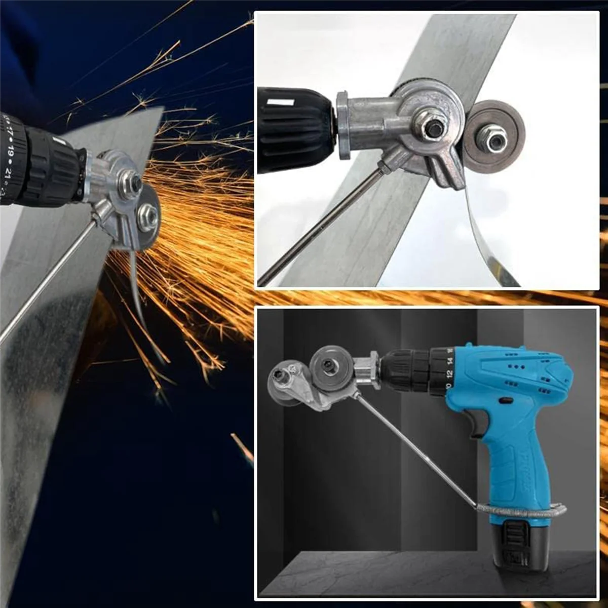 

Electric Drill Plate Cutter,Metal Nibbler Drill Attachment with Adapter, DIY Metal Drill Attachment, Metal Knife