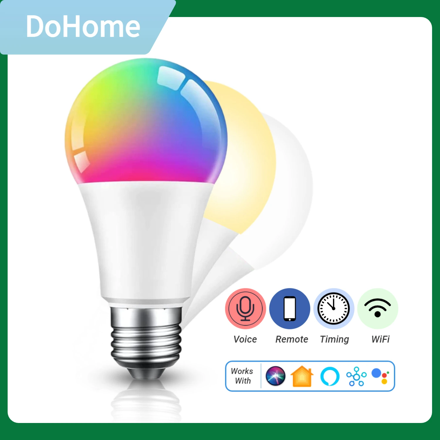 HomeKit-bombilla LED regulable, lámpara inteligente con temporizador, WiFi,  RGB + CW + WW, 110V, 220V, funciona con Alexa, Google, Apple, Siri, 9W, E27  - AliExpress