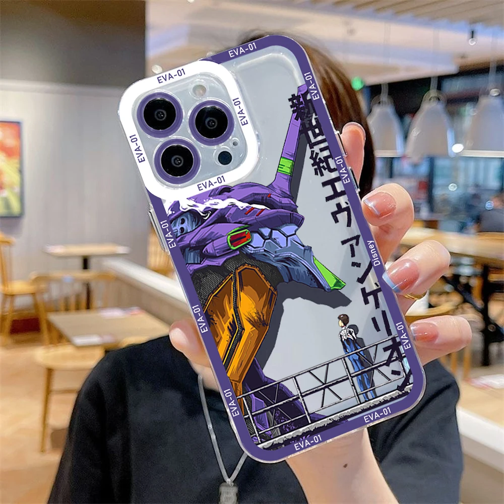 thumbnail image 1 of Funda de teléfono de Anime para EVANGELIONs, carcasa transparente para iPhone 16, 15, 14, 13, 12, 11, Mini Pro Max, X, XR, XSMax, 7, 8 Plus, SE20, 1 of 5