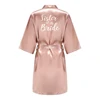 Robes de demoiselle d'honneur de mariée pour femmes, cadeaux de fête de mariée, robe d'équipe, vêtements de nuit en Satin de soie, Kimono, peignoir d'été Sexy