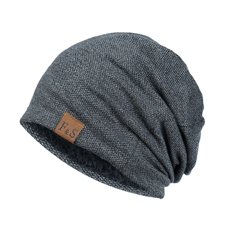 Winter Hat for Men Women Pullover Hat Scarf Suit Plus Velvet Fleece Lined Thick Warm Beanie Hat Male Casual Knitted Hat Caps