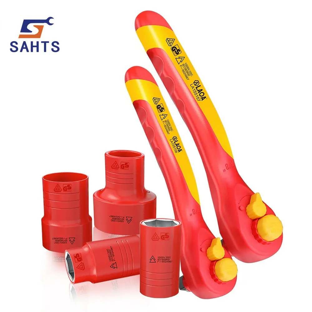 

SAHTS Insulated Socket Wrench Car Repair Withstand Voltage 1000V Auto Repair Tool VDE High Insulation Socket Wrench