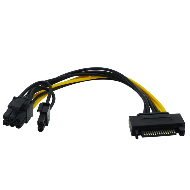 Single SATA 15pin to 8pin(6+2) Powr Adapter Cable 20cm PCI-E SATA Power Supply 15-pin to 8 pin cable for BTC Miner Mining