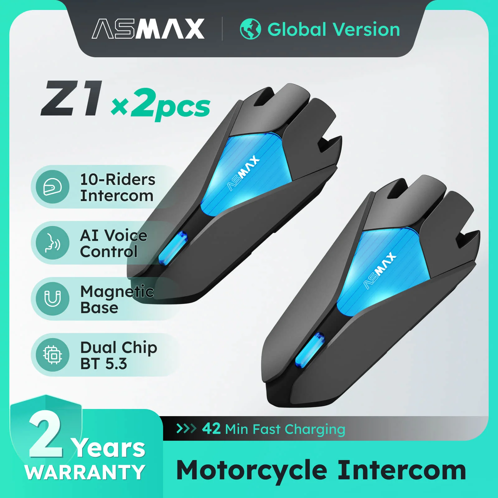 ASMAX バイク インカム 最大10人同時通話 Z1 インカム Bluetooth5.3 