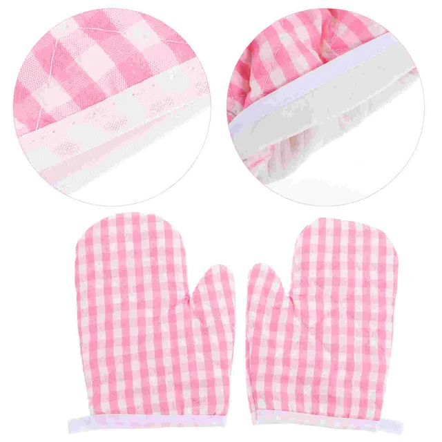  2Pcs Kids Oven Mitts Heat Resistant for Children Play Kitchen,  Anti- Scald Gloves Microwave Oven Gloves Kitchen Mitts for Kids Toddler  Safe Baking Cooking ( Dark Blue Checkered ) : Home