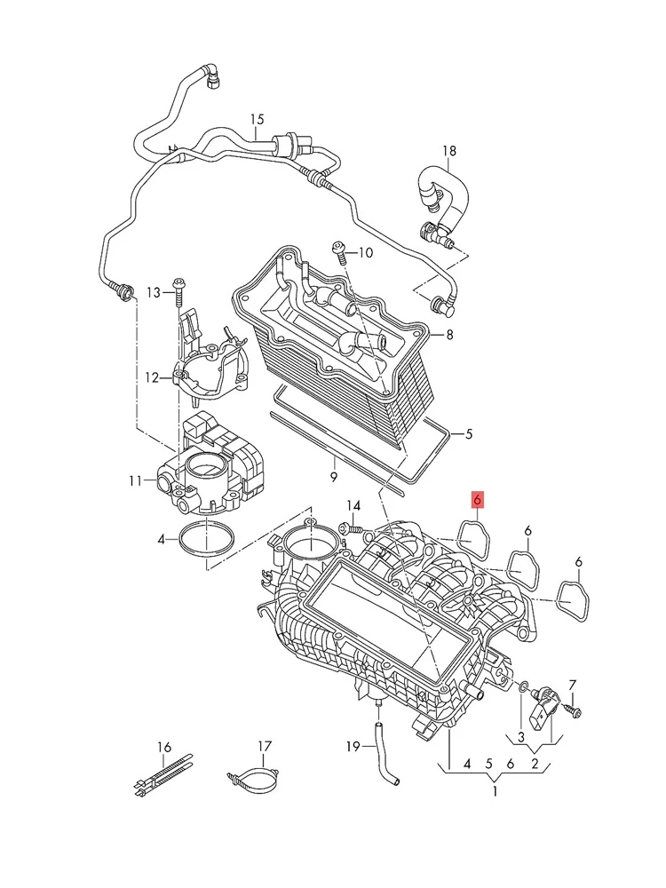 Engine 1.4 1.6 Intake Manifold Gasket For VW Golf 4 5 Polo 9n Bora Jetta 6 Tiguan Skoda Octavia 2 A5 Fabia Seat 036129717E 4 PCS engine intake manifold gasket set