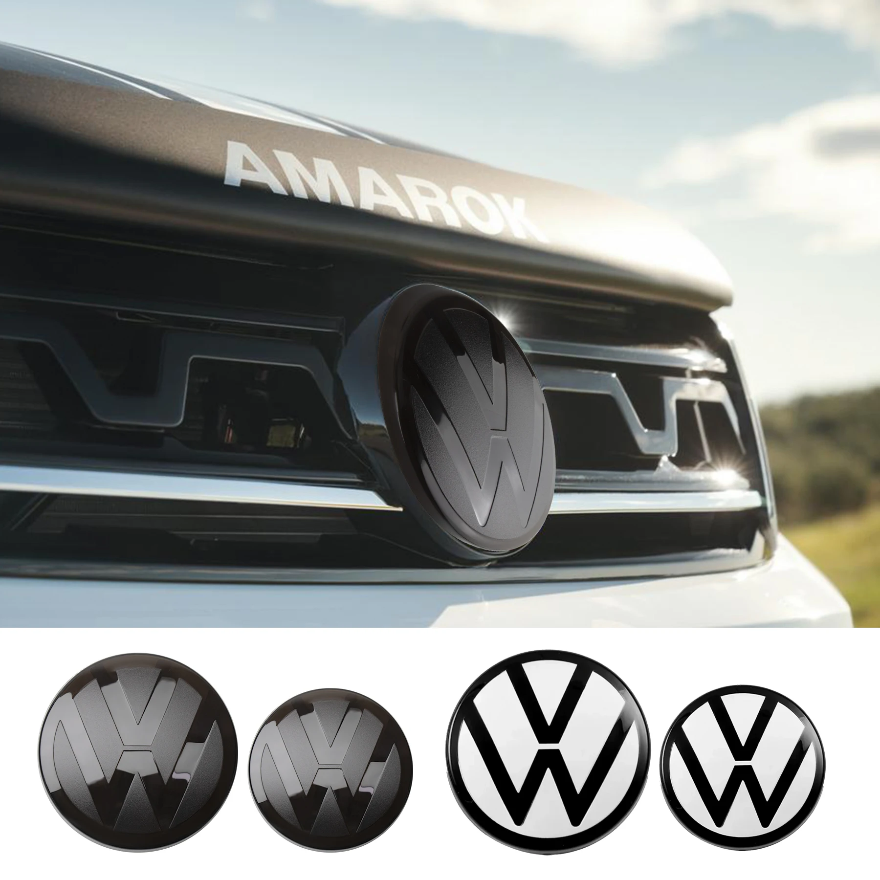 

1set Car Front Grill Badges Rear Trunk Emblem Lid Covers Logo Sticker Black white For VW Golf 6 7 7.5 8 VARIANT Auto Accessories