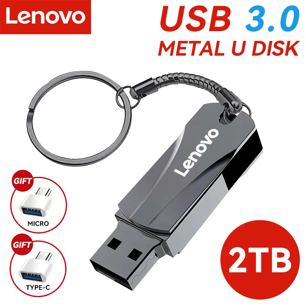Lenovo 2Tb Flash Drives Usb 3.0 U Disk Flash Drives Pendrive Ad Alta Velocità 1Tb Portatile Usb Memory Drive Accessorio Type-C Adattatore