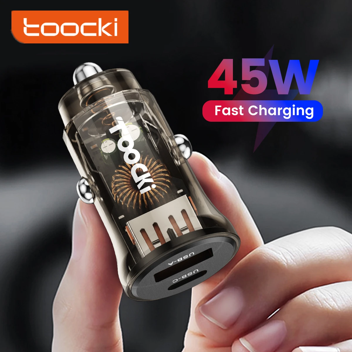 Toocki Mini USB Car Charger PD QC 3.0 45W Fast Charging USB Type C For iPhone ipad Xiaomi Samsung Fast phone charger,car charger,phone charger adapter,car phone charger,mini phone charger,phone charger station